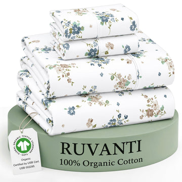 100% Organic Cotton Sheets, Percale Sheet Set, Halcyon