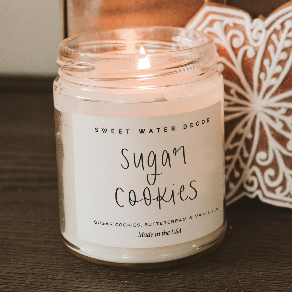 Sugar Cookies Candle, 9oz Clear Jar, Christmas Scent
