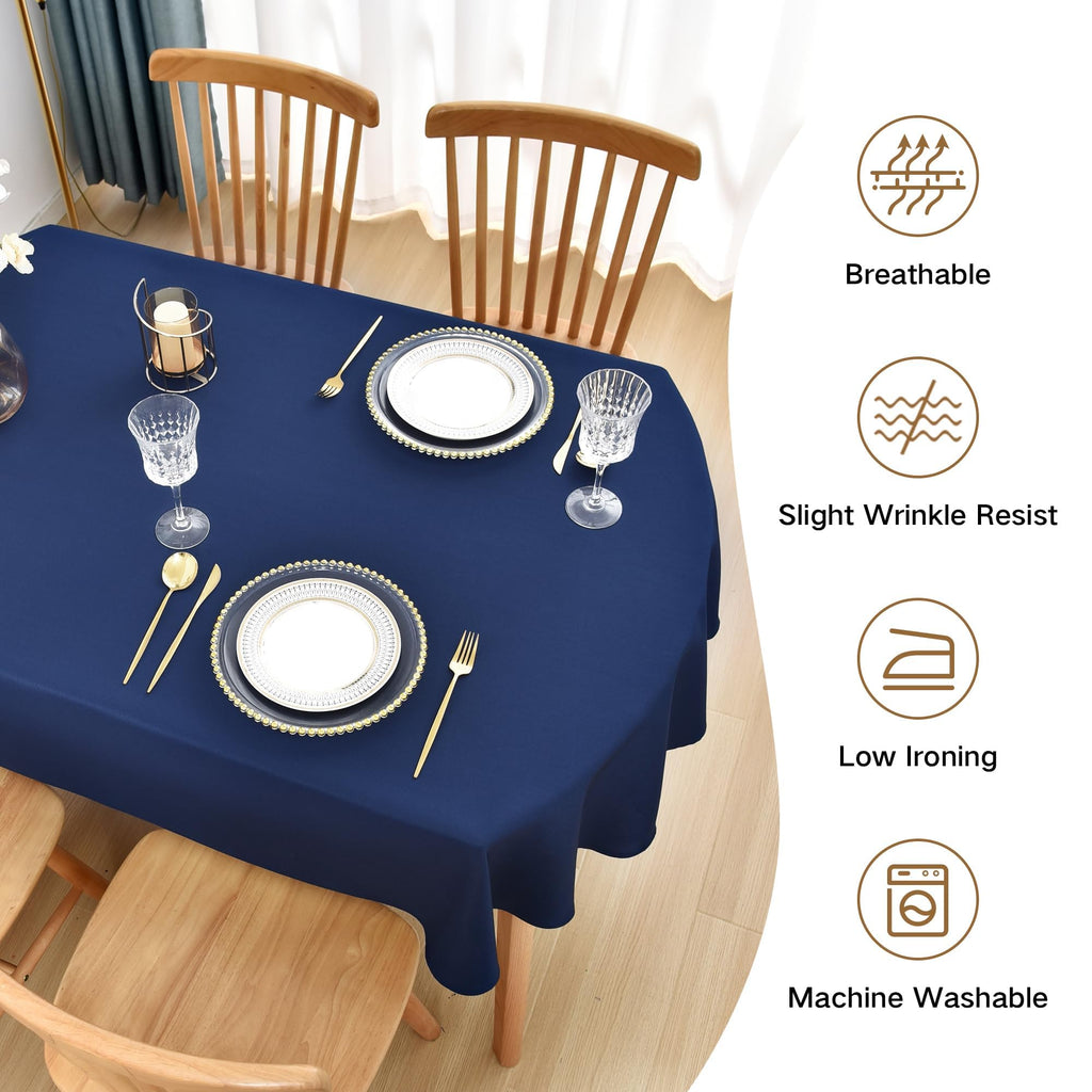 Oval Tablecloth 60 x 102 in Polyester Fabric Tablecloths, Navy Blue