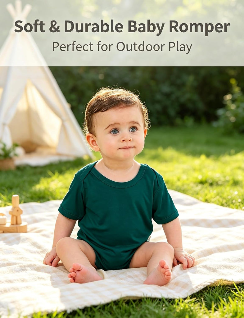 Rayon from Bamboo Short Sleeve Baby Bodysuit Infant Onesies for Boys Girls