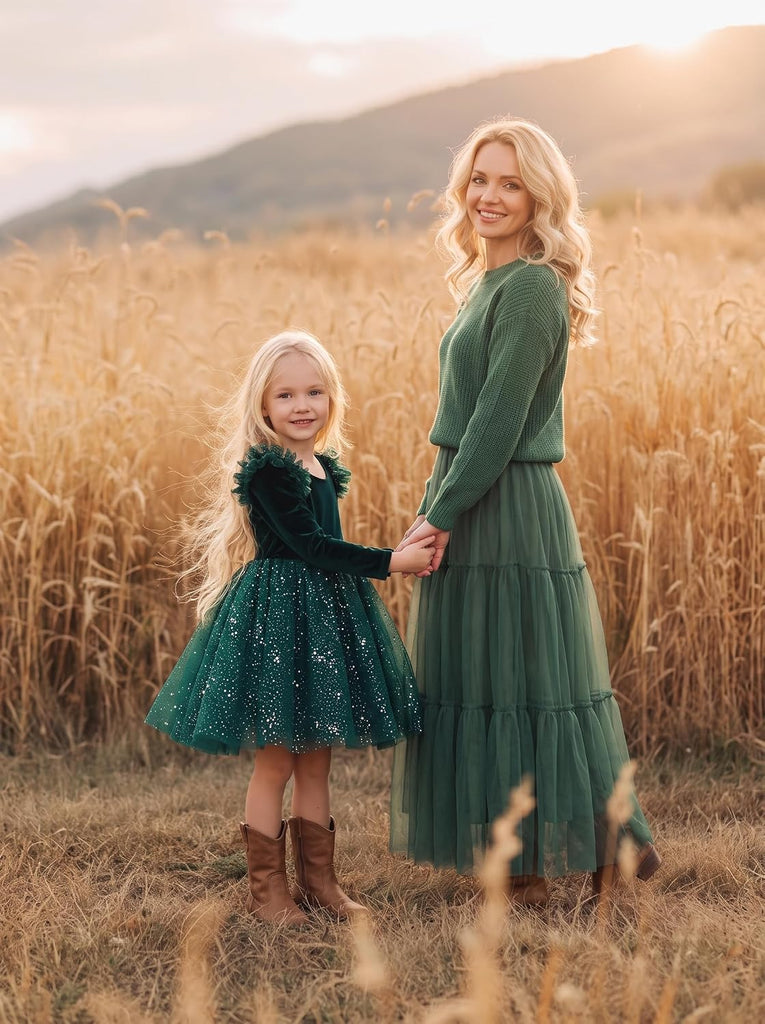 Velvet Christmas Dress Tulle Sequin Dresses Winter Party Holiday Casual Princess Dress