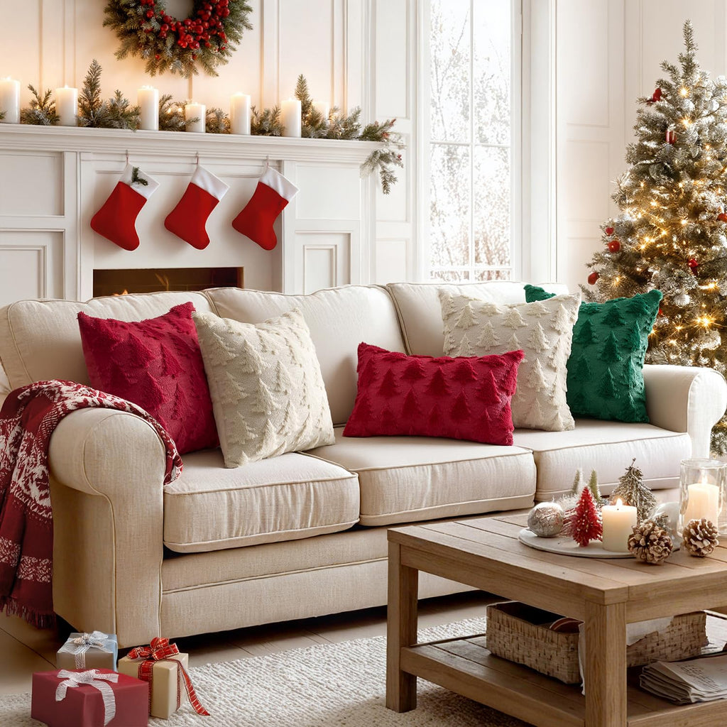 Christmas Pillow Covers Christmas Decorations 26x26 Burgundy Red