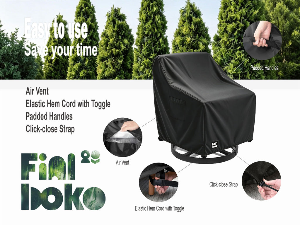 2 Pack, 33Wx35Dx36H inches Outdoor Chair Covers, 100% Waterproof Heavy Duty Outdoor Furniture Covers Waterproof, Black