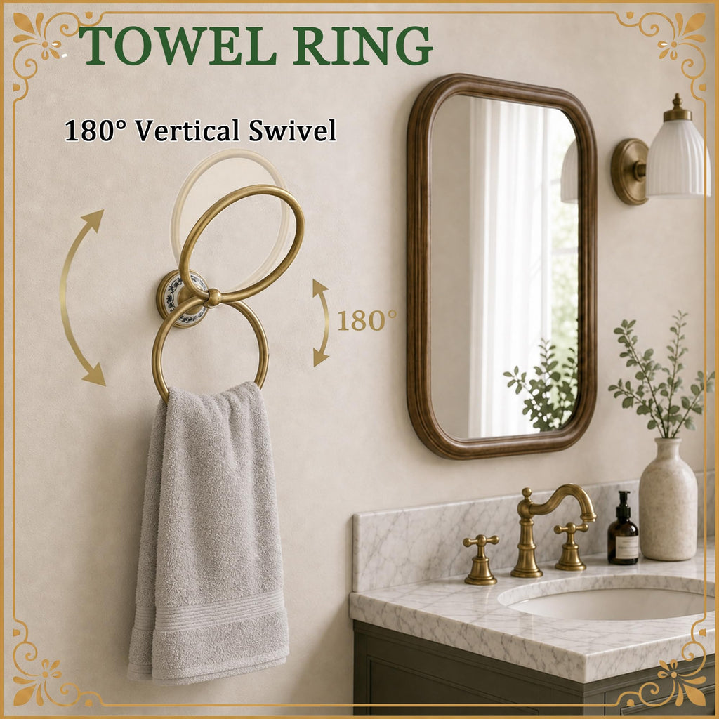 Antique Brass Towel Ring, Rustproof Wall Mounted Towel Rack