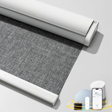Motorized Black Blinds, Automatic Roller Shades Grey "