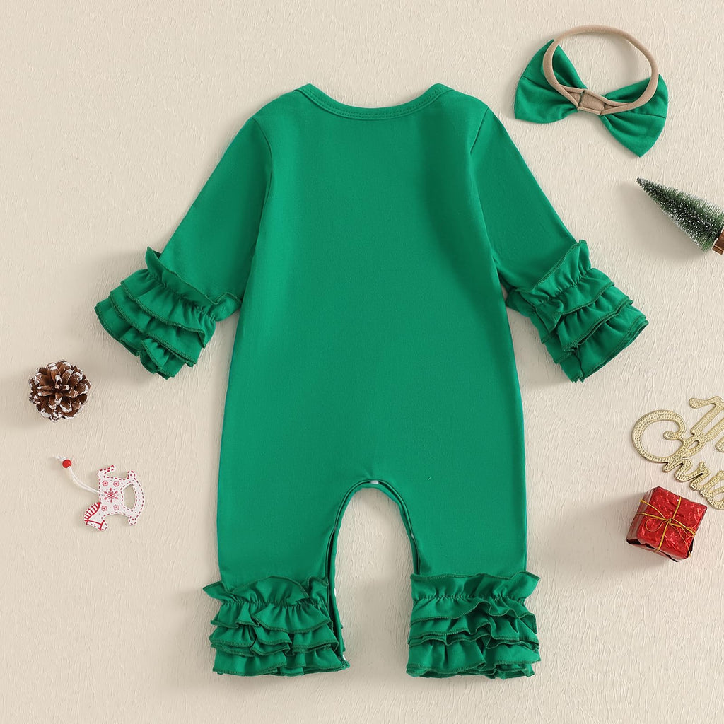 My First Christmas Baby Girl Outfit Santa Long Sleeve Romper Jumpsuit Onesie Christmas Newborn Girl Outfits Clothes