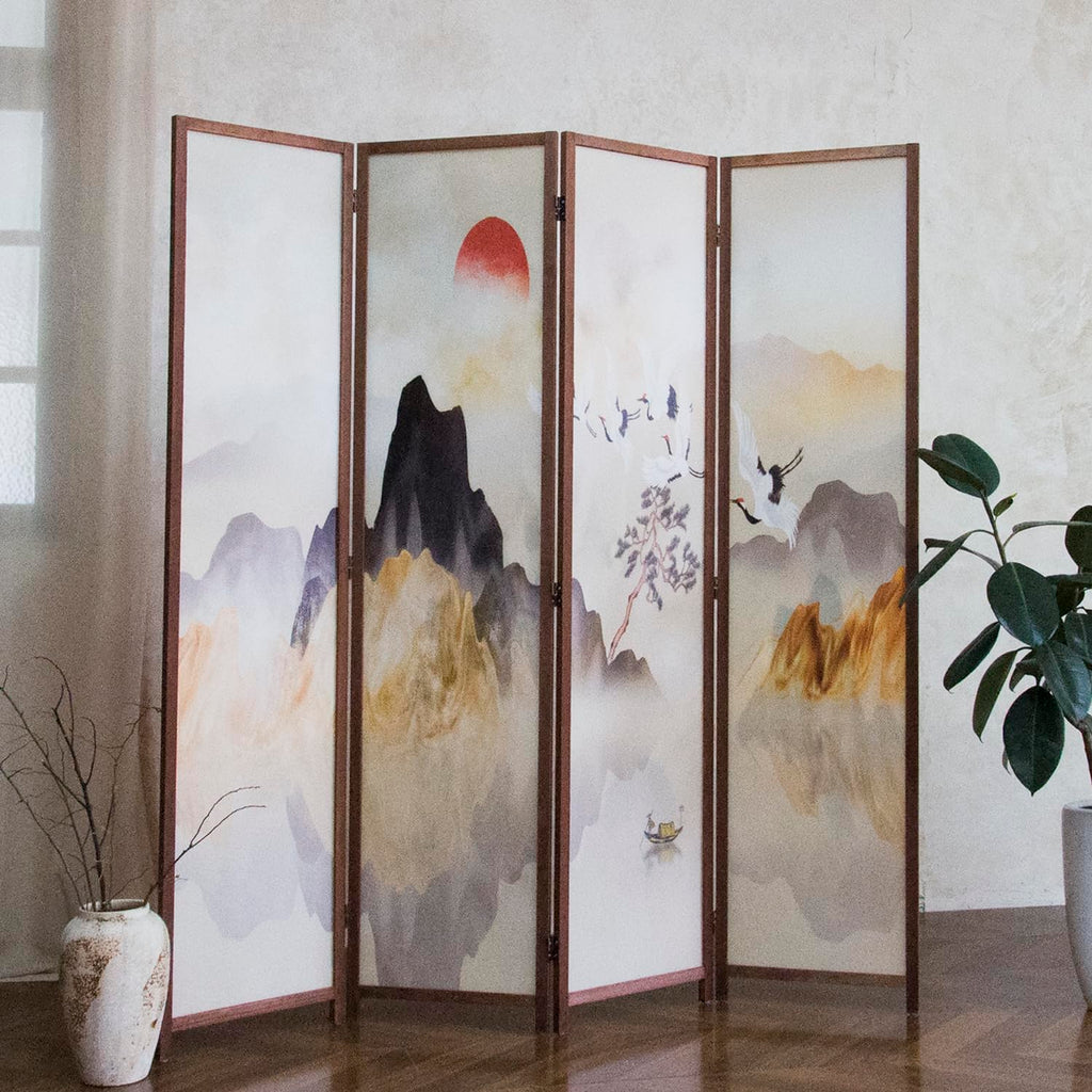 4 Panel Room Divider, 5.6 ft Tall Blackout Folding Privacy Screen - Double-Sided Freestanding Partition Wall with