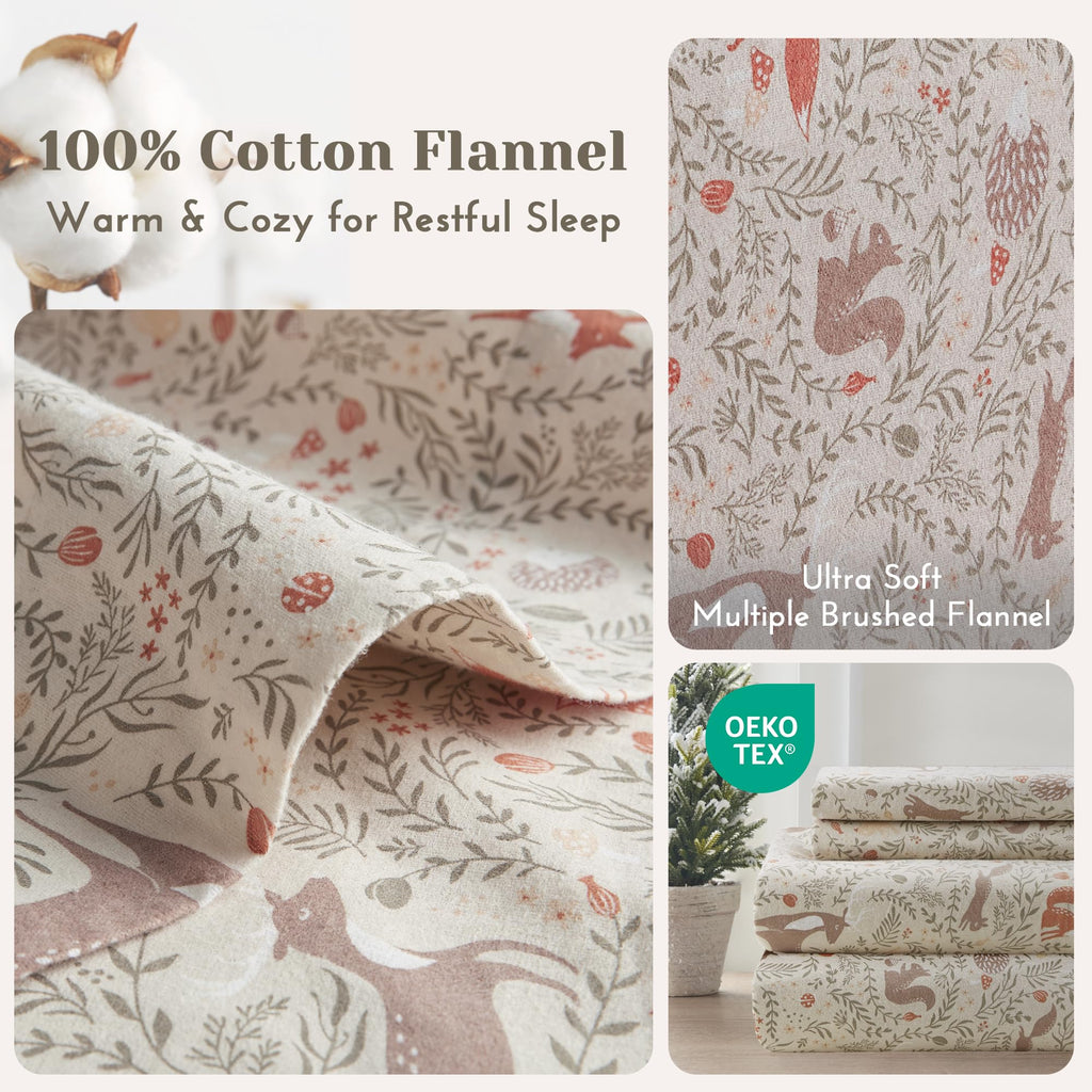 100% Cotton Flannel Sheets Full Size Sheet Set, 4 Piece