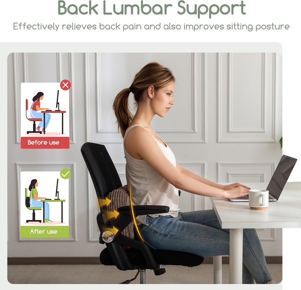 Lumbar Support Pillow for Recliner Chair/Accent Chair/Couch/Office Chair, Tufted Corduroy Back Support Cushion for