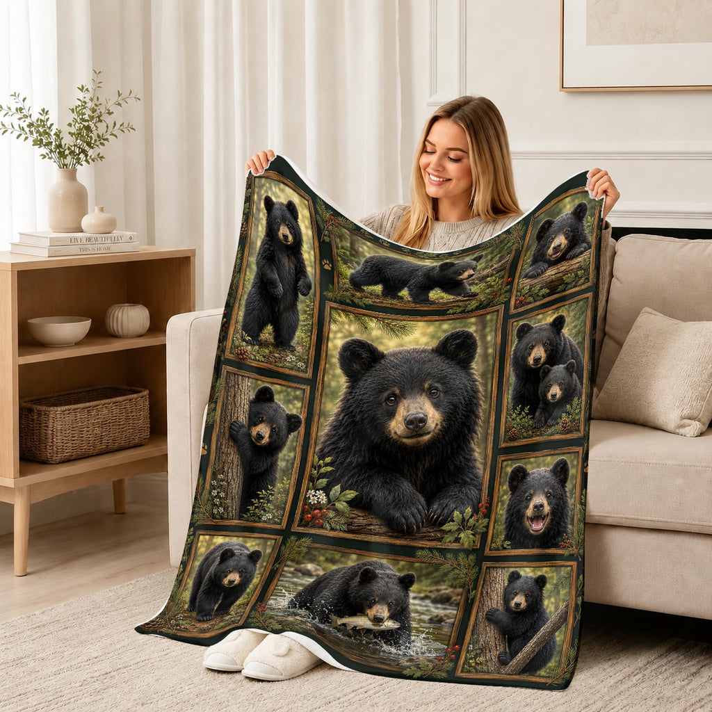 Black Bear Throw Blanket Gifts for Bear Lovers 50"x60"