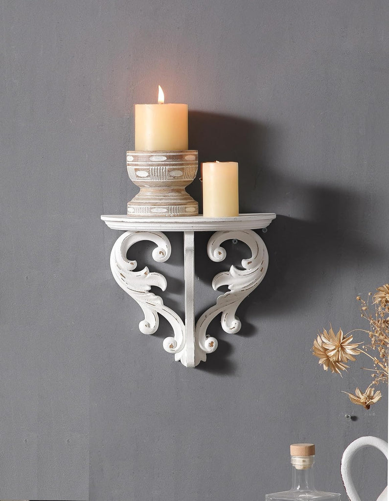 Farmhouse 10 Inches Wide Floating Shelves for Wall | Vintage Shelf Wooden, Handmade Distressed White Wall Shelf Small