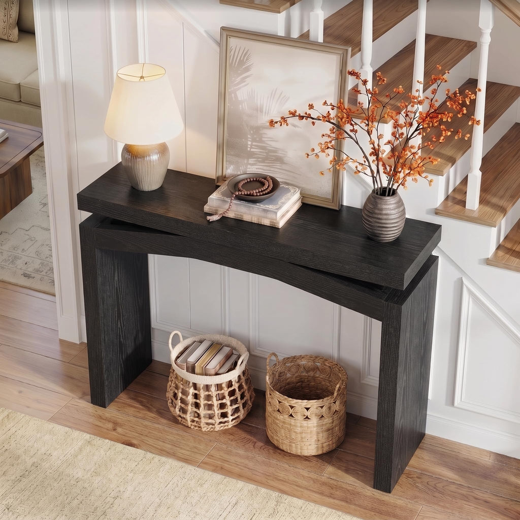 40-Inch Console Table, Farmhouse Sofa Table, Black