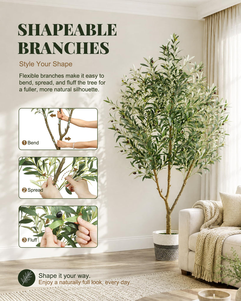 6FT Artificial Olive Tree, Fake Olive Tree with Woven Basket for Indoors