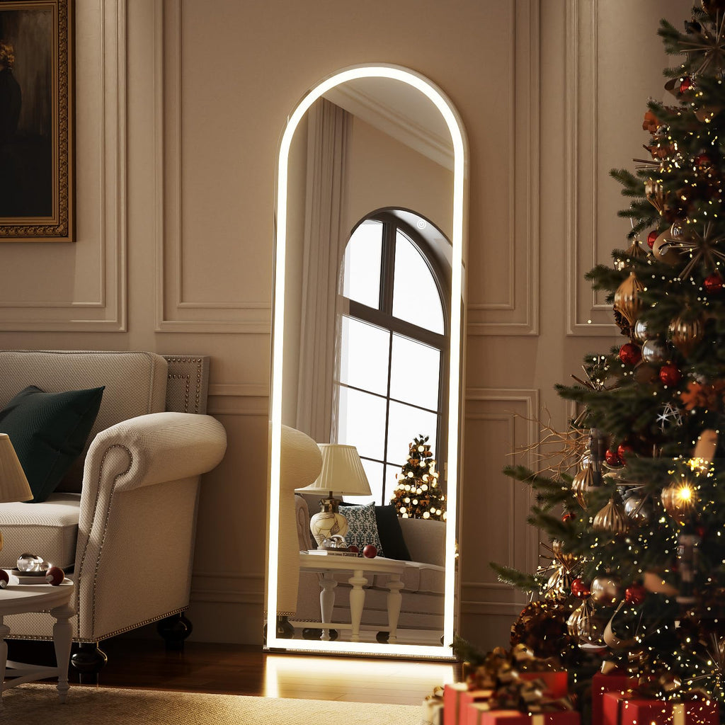 21"X56" LED Arched Full Length Mirror, Floor Mirror with Lights