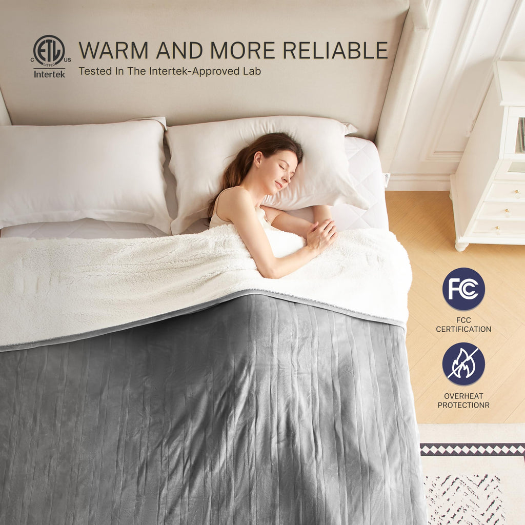 Electric Blanket 84"x90" Heated Electric Blankets 10 Heating 12 Time Settings Levels 8 Hours Auto Off Fast