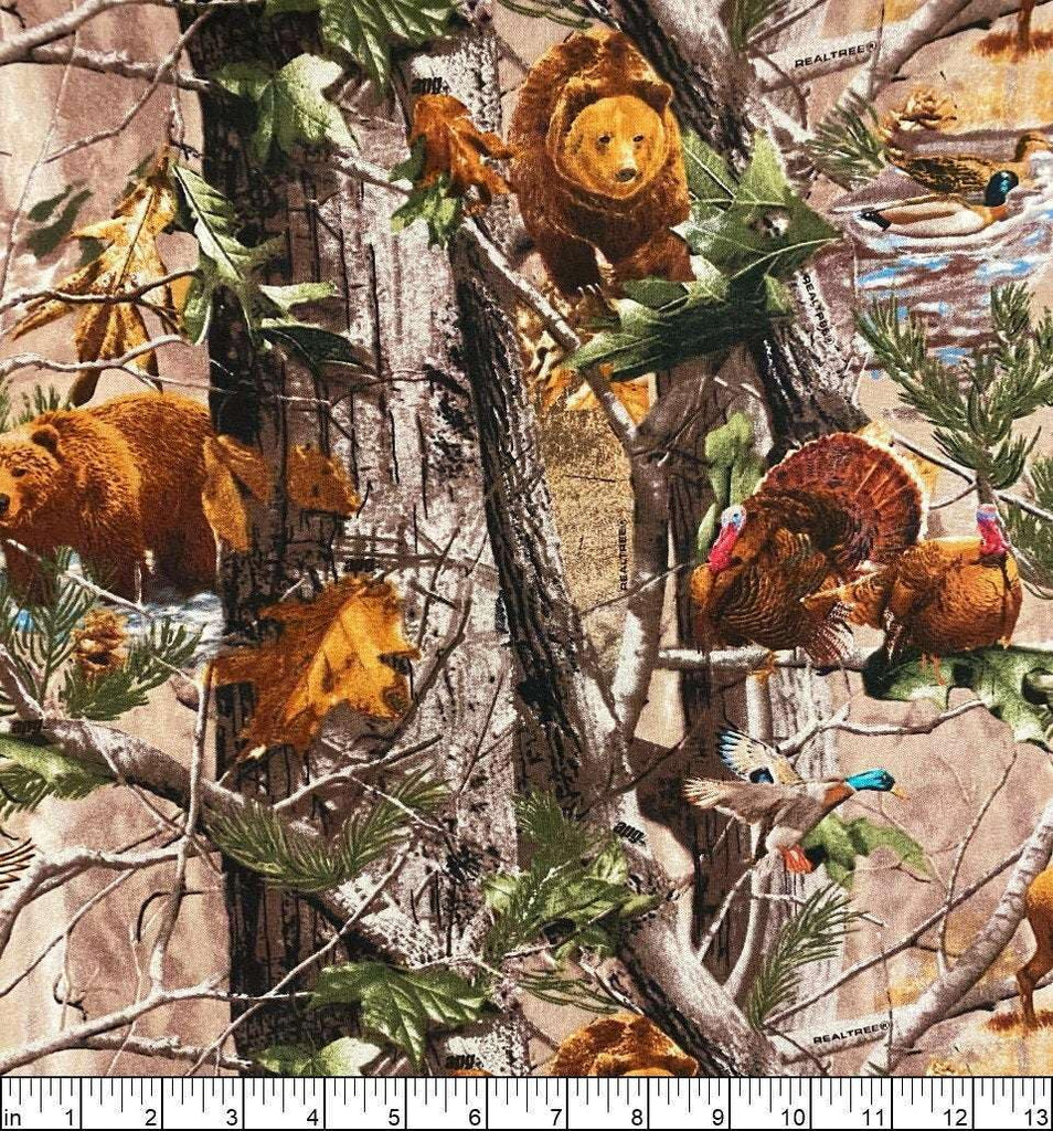 Real Tree Cotton Fabric by -Real Tree Camouflage Cotton Animals in Forrest-Sold by The Yard