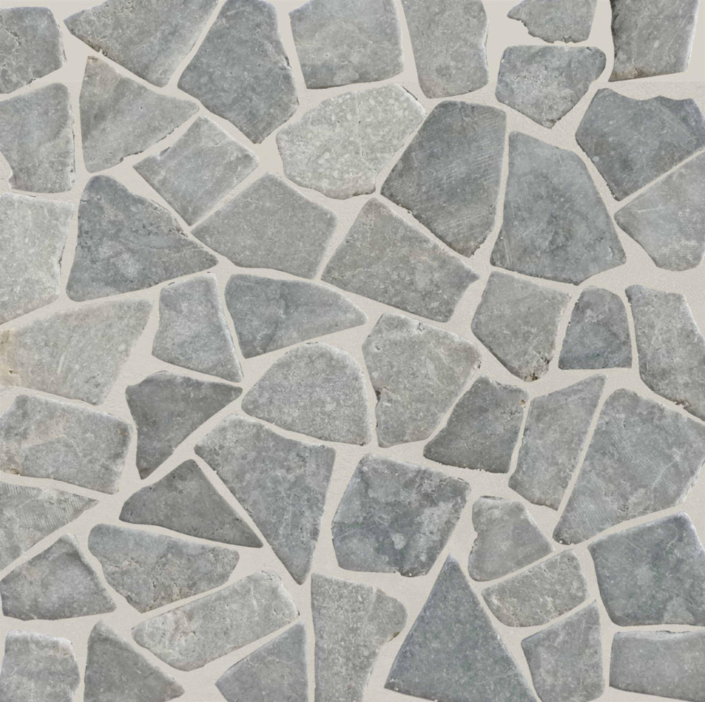 Ash Grey Random Mosaic, Tumbled Stone Back Splash Tiles Walls, Shower and Bathroom Floors, and Outdoor Areas (11.4" X