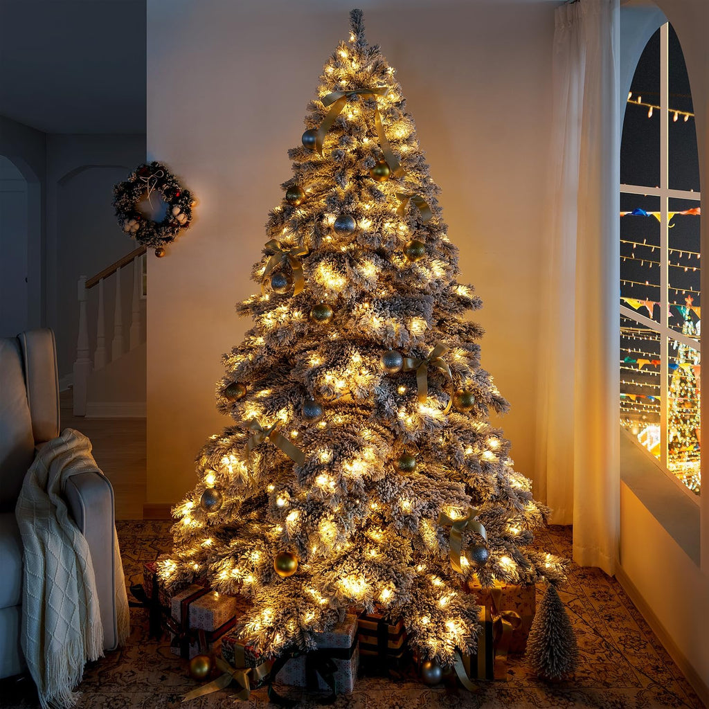 Brittany 7.5ft Artificial Prelit Snow Flocked Christmas Tree