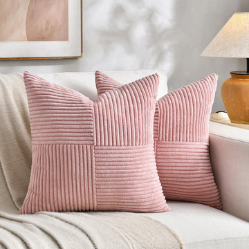 2 Packs Blush Pink Euro Decorative Throw Pillow Covers 26x26 Inch for Couch Bed Bedroom, Farmhouse Boho Home Decor