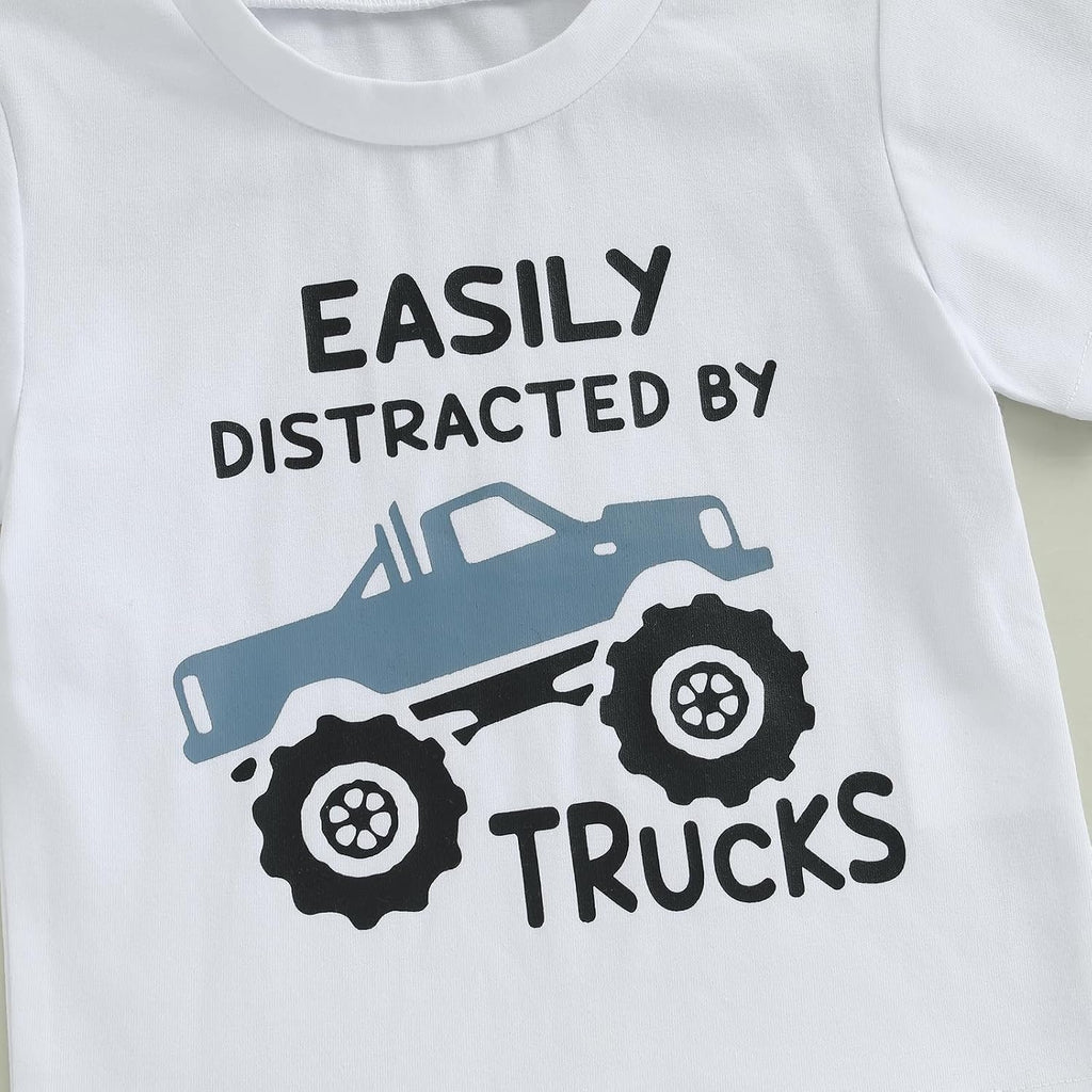 Toddler Baby Boy Clothes Summer Trucks Tractors T-Shirt Shorts Set
