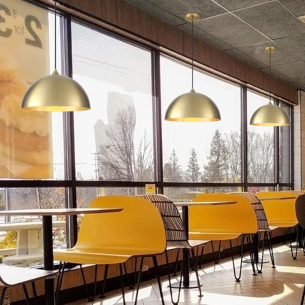 Gold Pendant Light 15.7", Modern Pendant Lights Kitchen Island, Large Farmhouse Hanging Lamp for Dining Room Bedroom