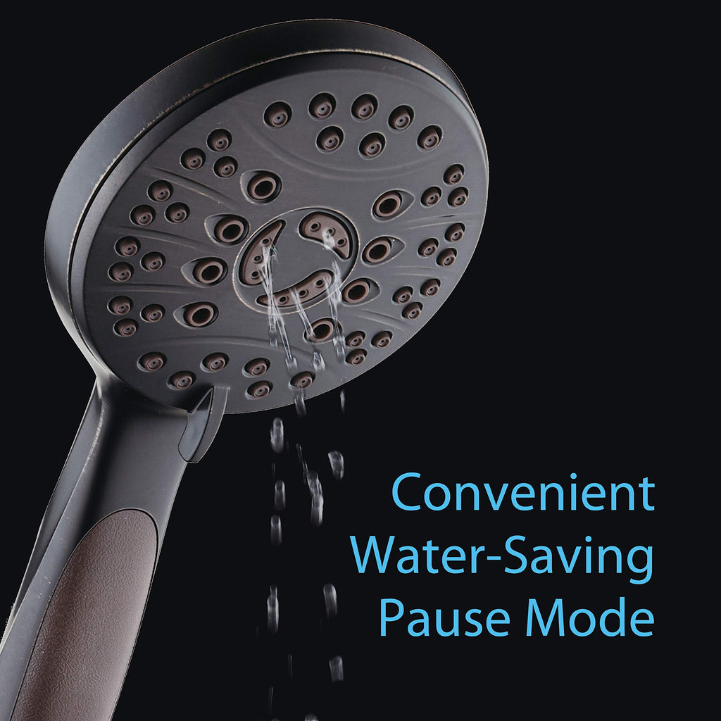 High Pressure 6-setting Luxury Handheld Shower Head, 6 Foot Stainless Steel Hose, Anti Clog Jets, Anti Slip Grip, Top