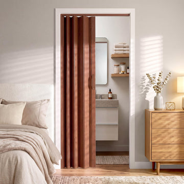 Studio Series 36" x 80" PVC Foldable Accordion Door, Walnut