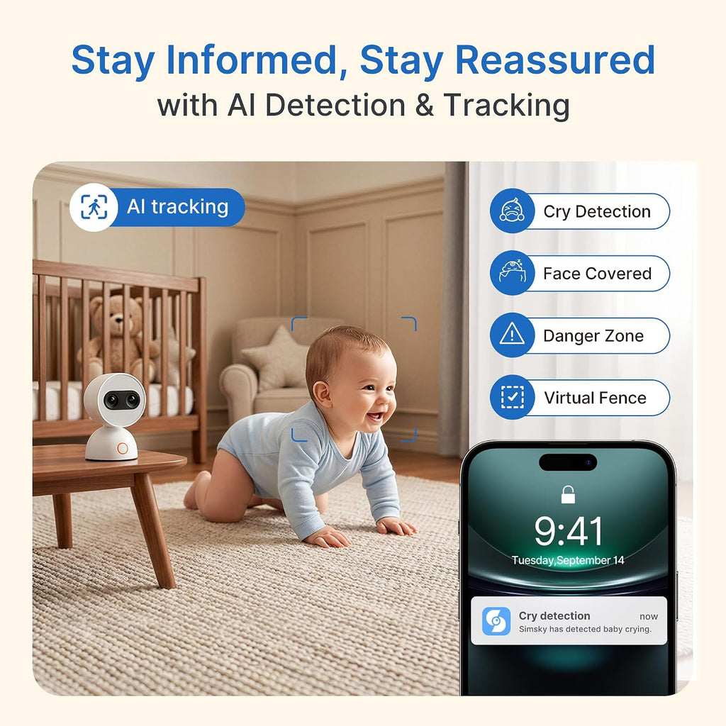 Split Screen Baby Monitor 2 Cameras, 7" Touch Screen, 4MP Split View