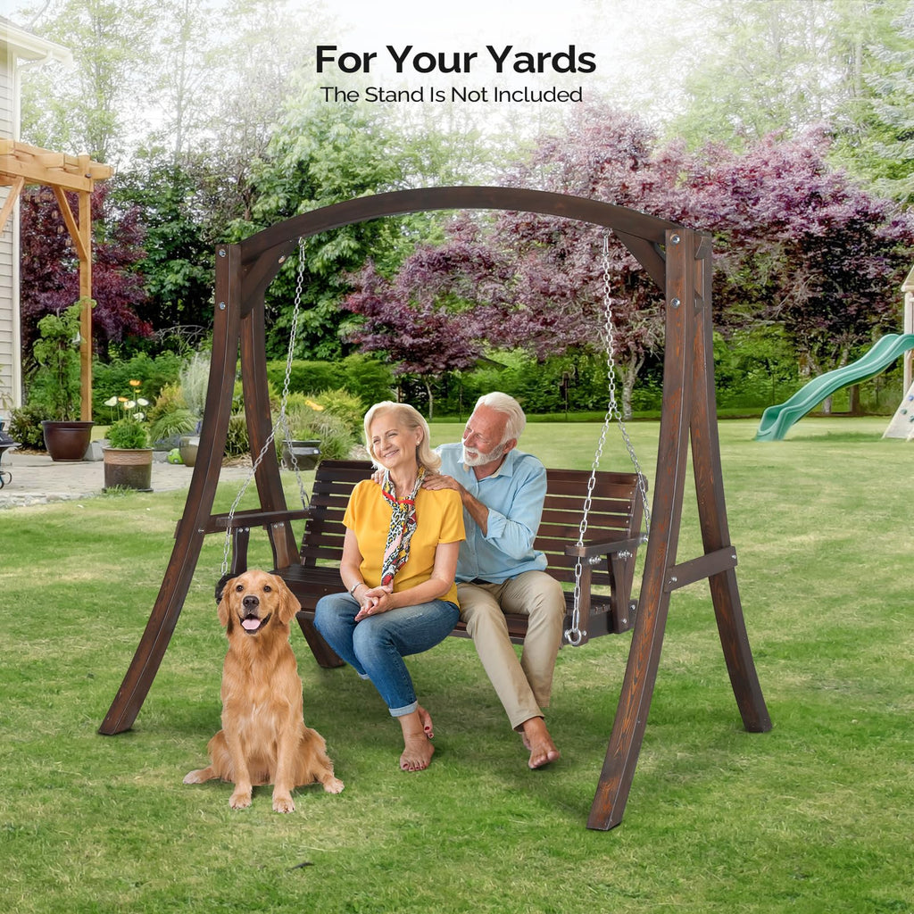 6.7FT Wooden Porch Swing Frame, 1000-lb A-Frame Stand, Rustic