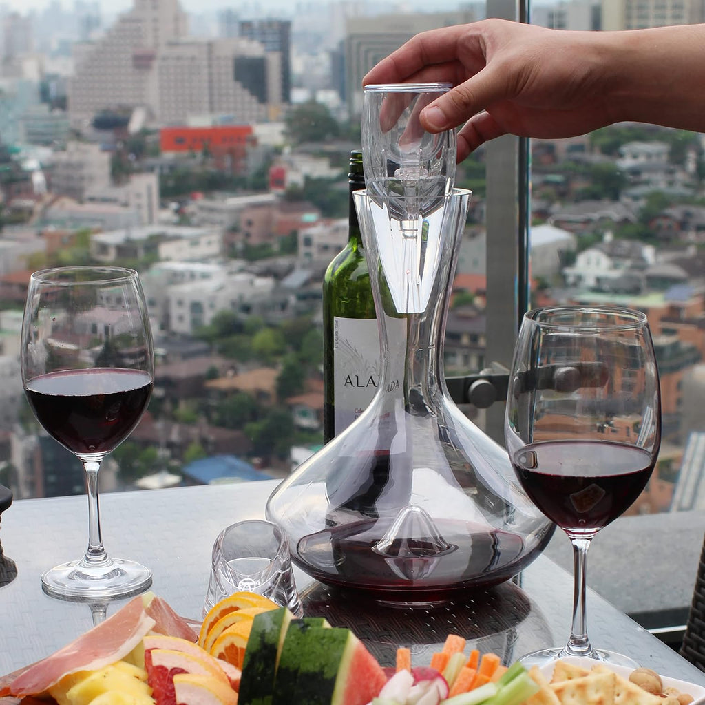 Wine Aerator OMNI Set - Premium Decanter for Red Wine Lovers with Gift Box, Velvet Bag, and Mini Stand - Durable