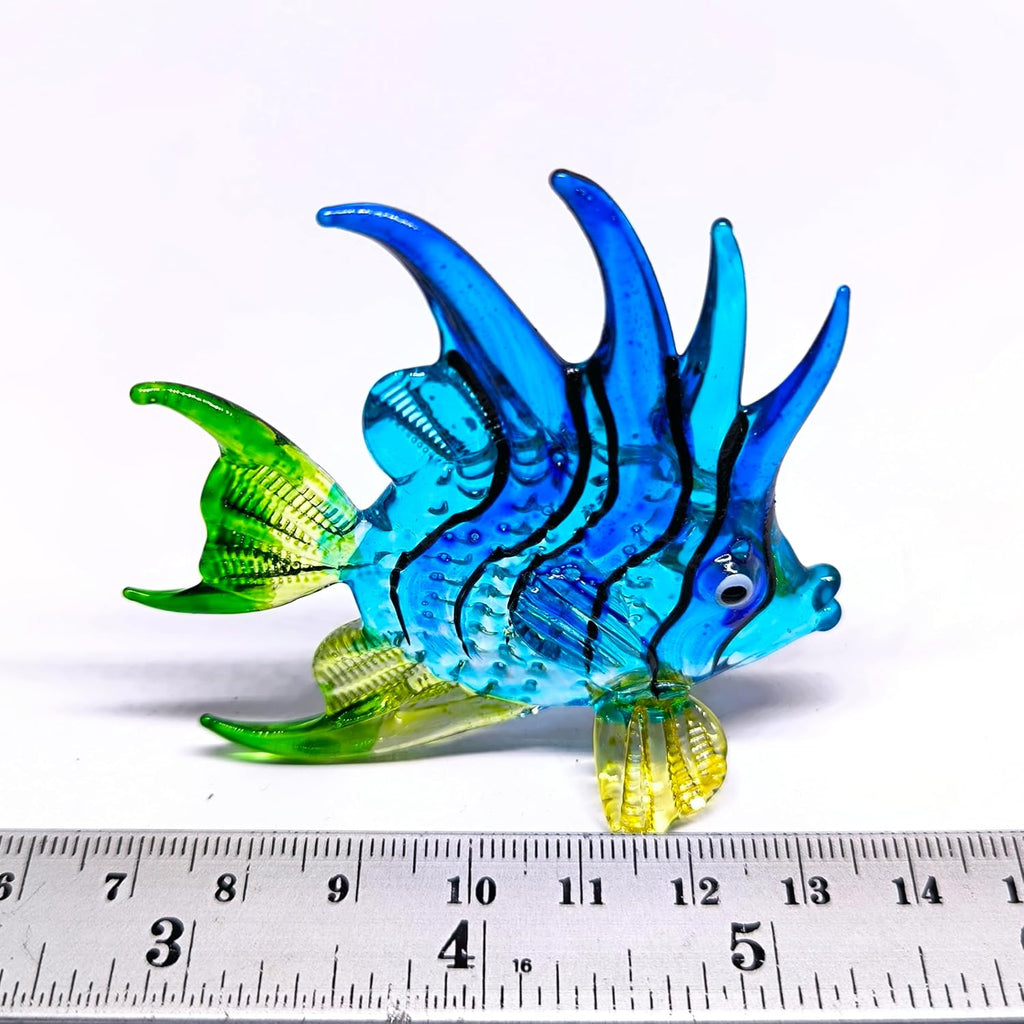 Handcrafted Blue Glass Fish Figurine Exquisite Hand Blown Aquarium Collectible Coastal Style Deco