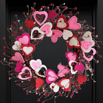 Valentine's Day Wreath, Romantic Valentines Wreaths for Front Door 20 Inch, Pink Red White Valentine Wreath