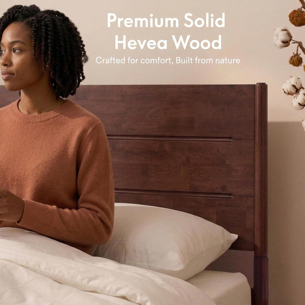 Apollo Solid Wood Platform Bed King, Headboard, Mahogany
