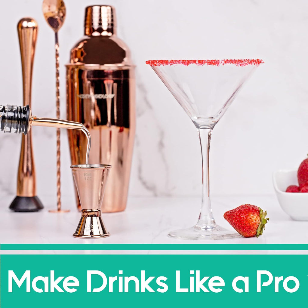 8-Piece Cocktail Shaker Set with Velvet Bag | Complete Kit for Bartenders | Includes Shaker with Strainer, Jigger - Set of 8