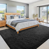 8x10 Fluffy Shag Area Rug, Soft Plush Non-Slip Carpet for Bedroom Nursery Black