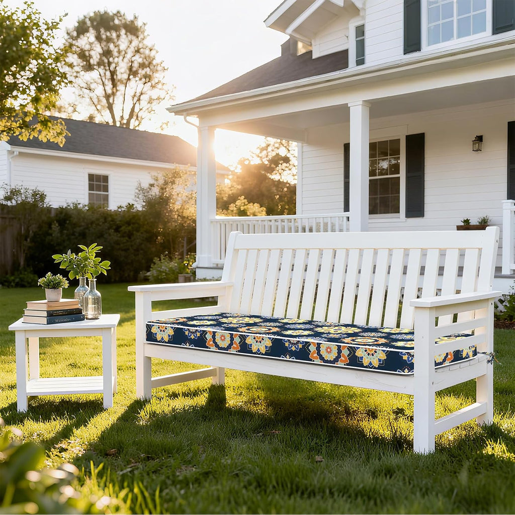 Outdoor Bench Cushion 48 x 18 Inch with Ties, Fade Resistant & Waterproof Patio Furniture Decorative Cushions Settee