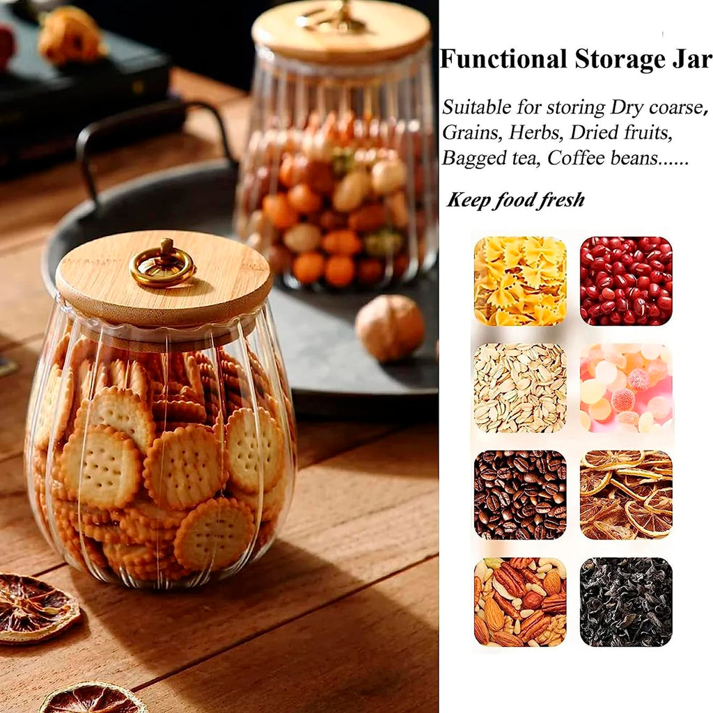 1600ml(54FL OZ) Glass Jar with Lid Large Glass Coffee Nuts Canister Airtight Storage Jar with Bamboo Lid Kitchen