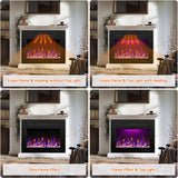 27.1" W Rear Electric Fireplace Inserts with Thermostat, Recessed Fireplace Heater with 3 Flame & Top Light Color