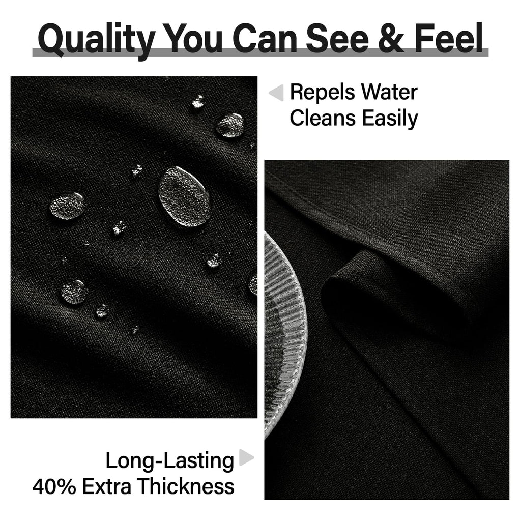 Linen Textured Rectangle Tablecloth 60 x 120 Inch Natural Black
