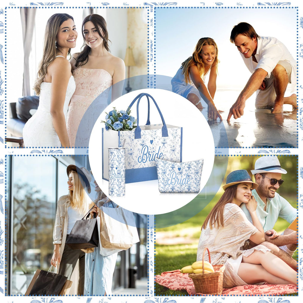 3 Pcs White Blue Bride Gifts Bride to Be Bachelorette for Women