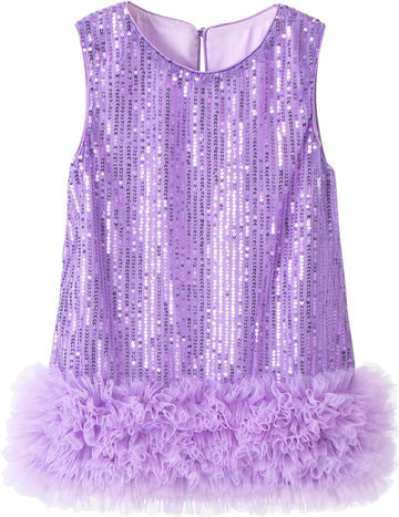 Toddler Girls Sequin Sleeveless A Line Party Sparkly Gown Mesh Dress