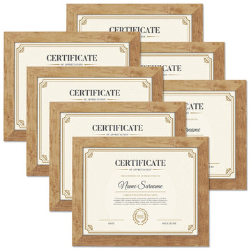 Picture Frame 8.5x11 Rustic Certificate Frames Wall Tabletop Display Horizontally or Vertically, 7 Pack