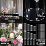 4 Sets 8 Arm Acrylic Candle Holder, Mjkeomo 38.5'' Tall Candelabra Centerpieces for Tables Clear Candlesticks Holder