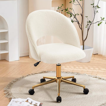 Vanity Chair with Wheels, Armless Makeup Chair Height Adjustable Desk Chair