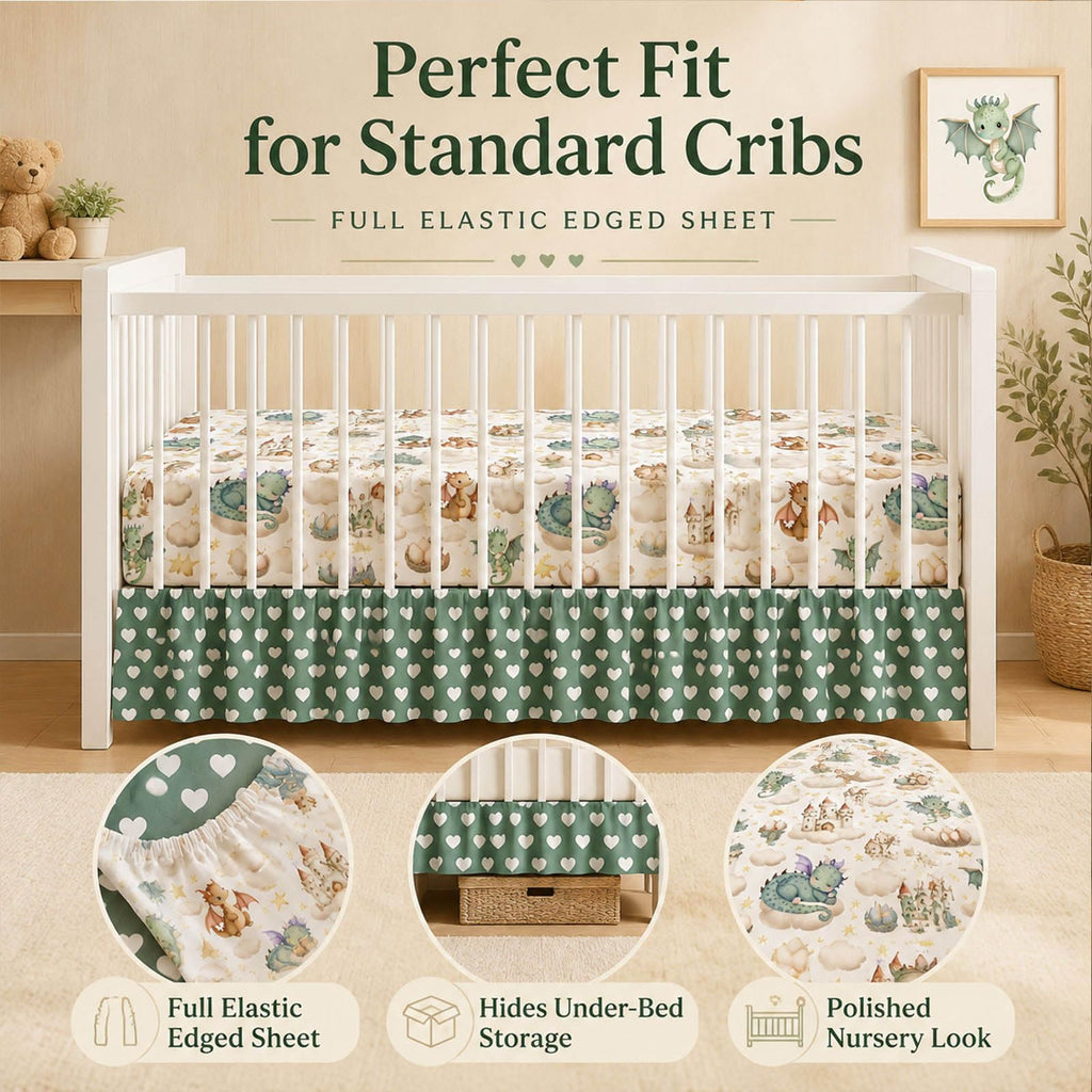 5 Pcs Baby Crib Bedding Set, Dragon Baby Nursery Baby Crib Set