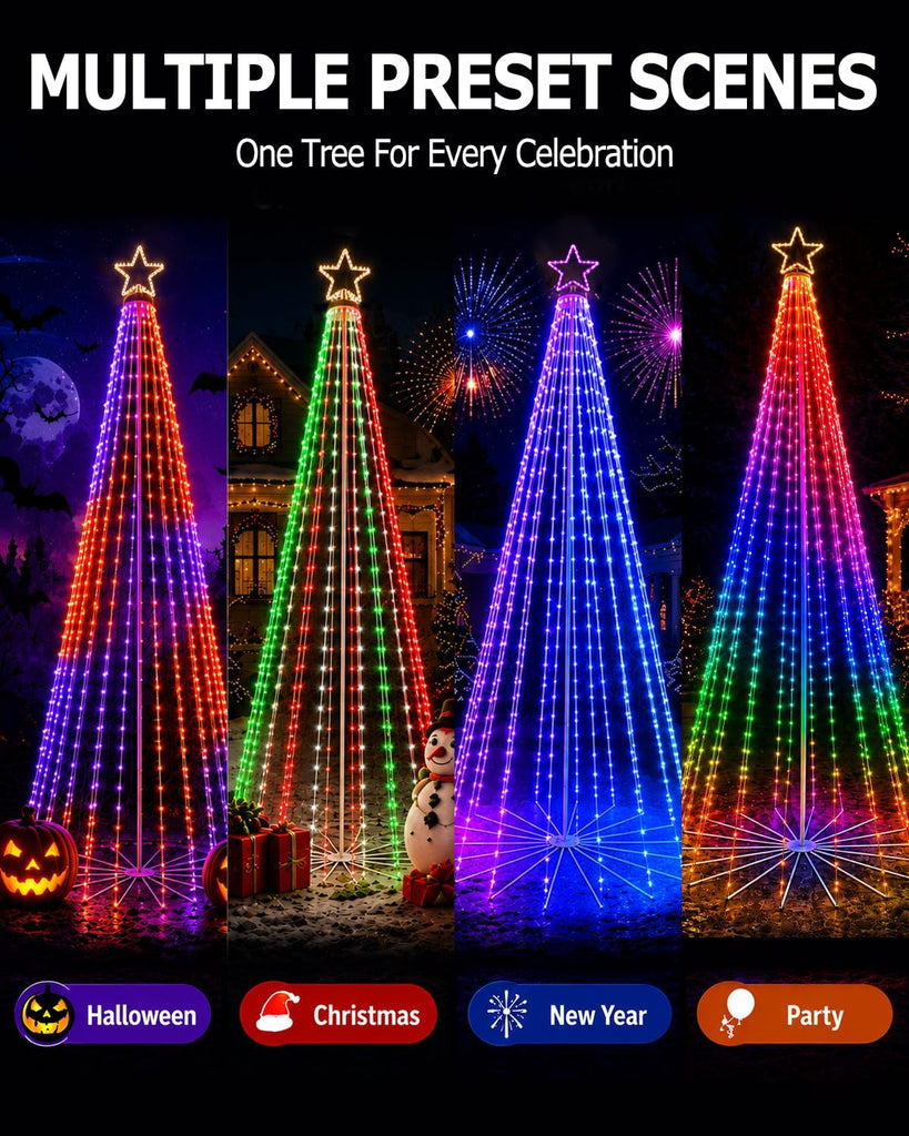 14.5FT Outdoor Christmas Tree with Light, DIY Light Show LED Christmas Tree