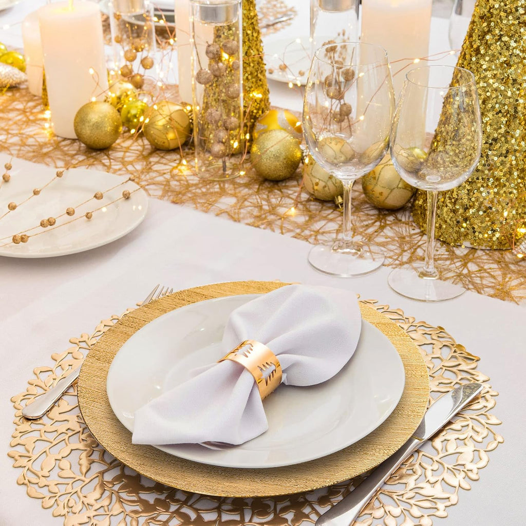 Gold Charger Plates, 13" Plastic Chargers for Dinner Plate - Set of 12