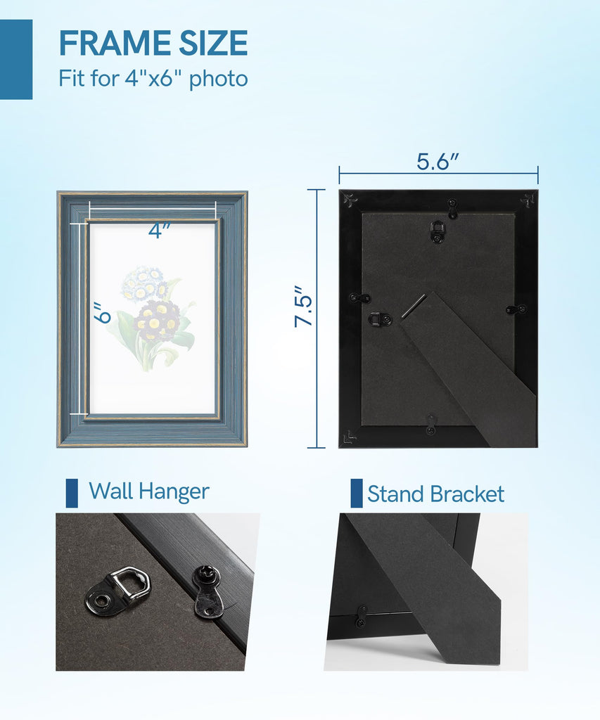 Vintage 4x6 Picture Frame Blue Seaside Photo Frame