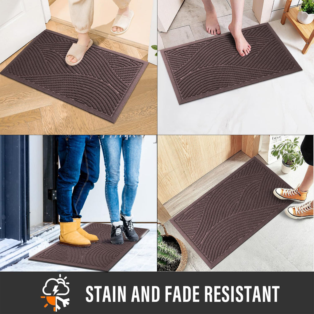 Sturdy Front Door Mat, Absorbent Muddy Dirt Resist Welcome Door Mats Outdoor Indoor, Stain and Fade Resistant