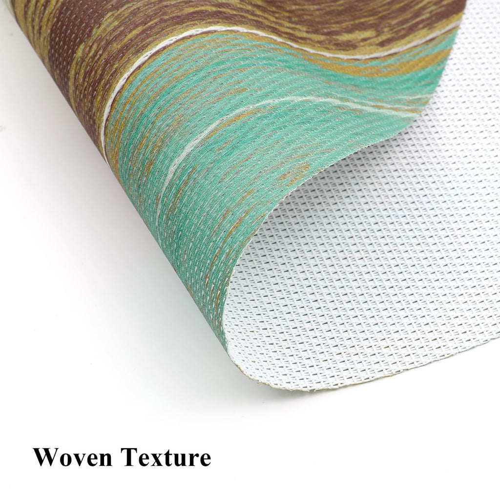 Small Round Table Placemats Set of 5 Woven Vinyl Wedge Placemats with Centerpiece Round Table Mats Wipe Clean, Teal